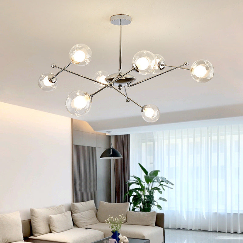 Valentina Moderne LED Kroonluchters Chroom Glas Woonkamer - afbeelding 3 | Noma Lighting