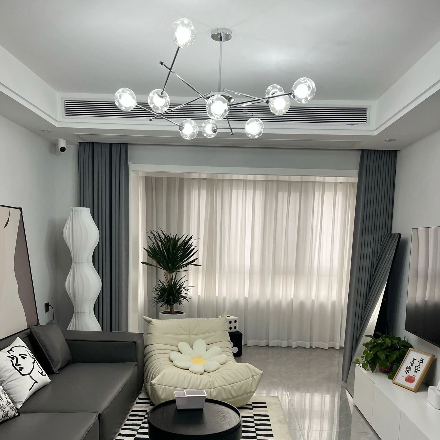 Valentina Moderne LED Kroonluchters Chroom Glas Woonkamer - afbeelding 7 | Noma Lighting