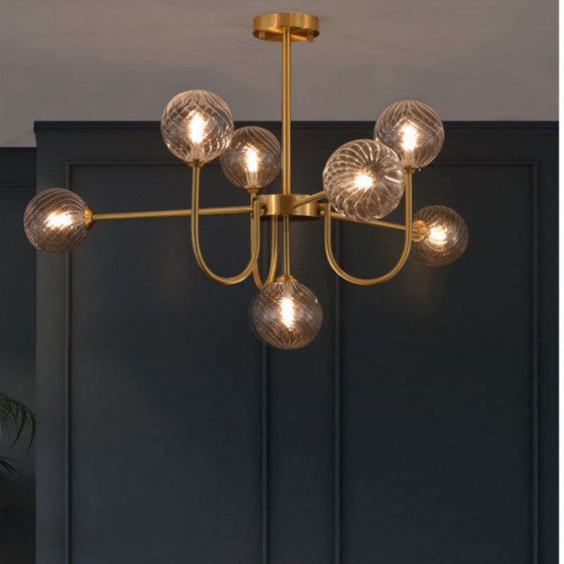 Valentina Moderne LED Kroonluchters Goud Glas Woon-/Eetkamer - afbeelding 10 | Noma Lighting