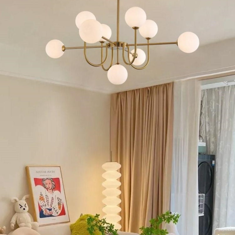 Valentina Moderne LED Kroonluchters Goud Glas Woon-/Eetkamer - afbeelding 2 | Noma Lighting