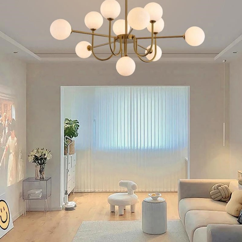 Valentina Moderne LED Kroonluchters Goud Glas Woon-/Eetkamer - afbeelding 3 | Noma Lighting