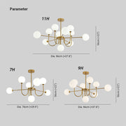Valentina Moderne LED Kroonluchters Goud Glas Woon-/Eetkamer - afbeelding 4 | Noma Lighting