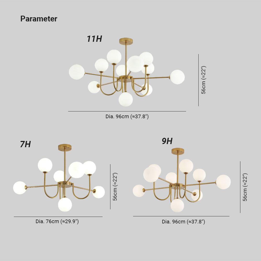 Valentina Moderne LED Kroonluchters Goud Glas Woon-/Eetkamer - afbeelding 4 | Noma Lighting