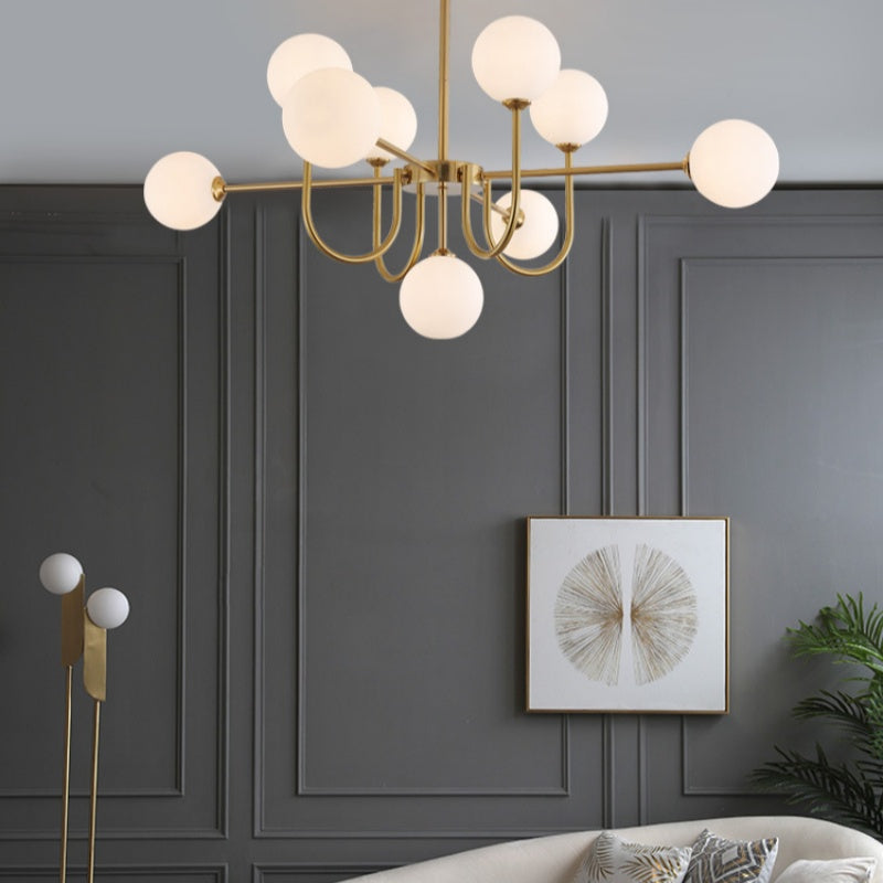Valentina Moderne LED Kroonluchters Goud Glas Woon-/Eetkamer - afbeelding 6 | Noma Lighting