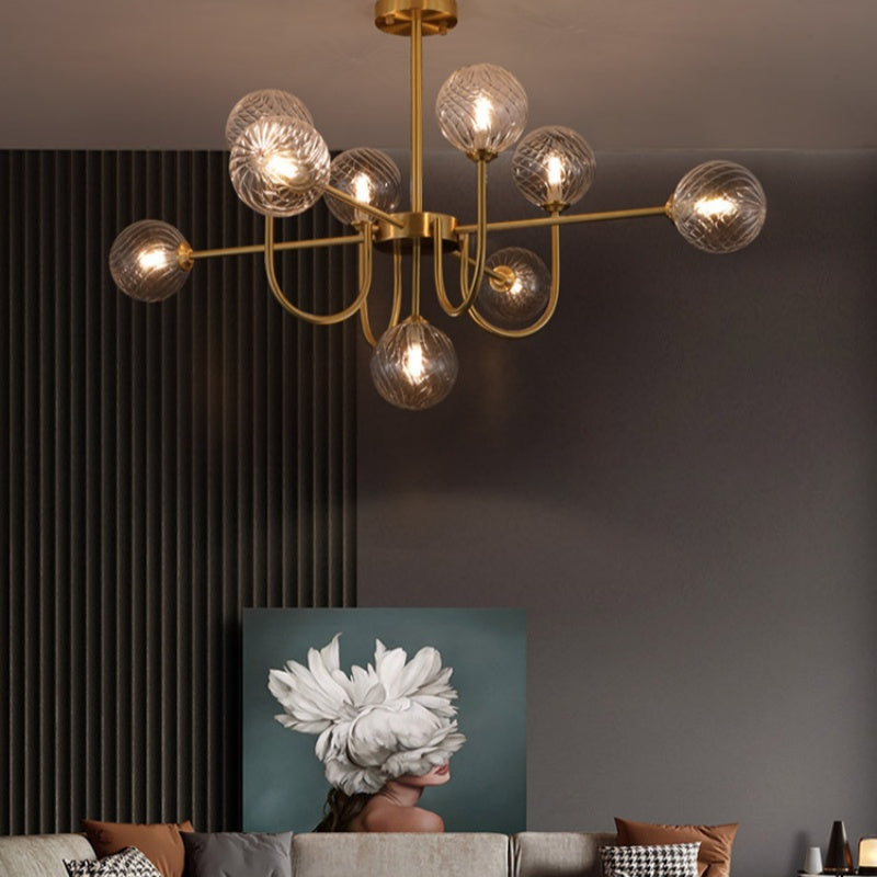 Valentina Moderne LED Kroonluchters Goud Glas Woon-/Eetkamer - afbeelding 8 | Noma Lighting