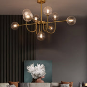 Valentina Moderne LED Kroonluchters Goud Glas Woon-/Eetkamer - afbeelding 8 | Noma Lighting