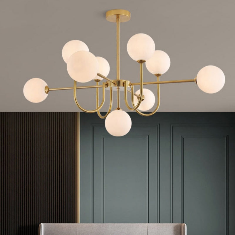 Valentina Moderne LED Kroonluchters Goud Glas Woon-/Eetkamer - afbeelding 9 | Noma Lighting