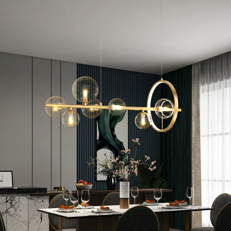 Valentina Moderne LED Kroonluchters Goud Glas Woon/Eetkamer - afbeelding 2 | Noma Lighting