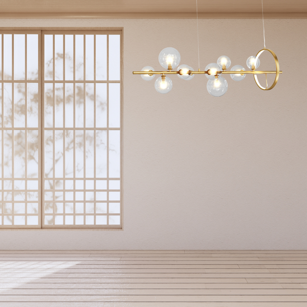 Valentina Moderne LED Kroonluchters Goud Glas Woon/Eetkamer - afbeelding 5 | Noma Lighting