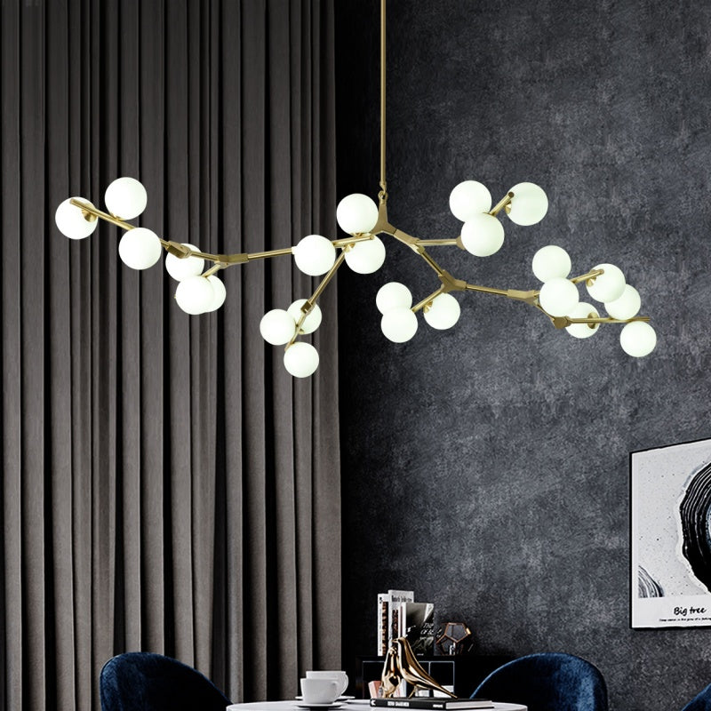 Valentina Moderne LED-kroonluchters Goud/Zwart Glas Woonkamer/Mall - afbeelding 2 | Noma Lighting