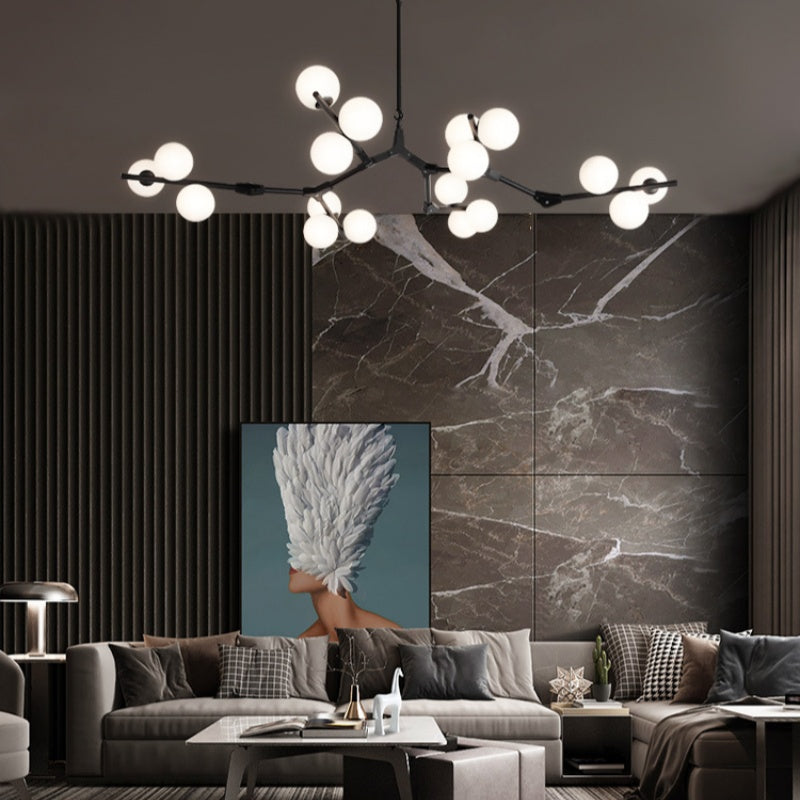 Valentina Moderne LED-kroonluchters Goud/Zwart Glas Woonkamer/Mall - afbeelding 5 | Noma Lighting