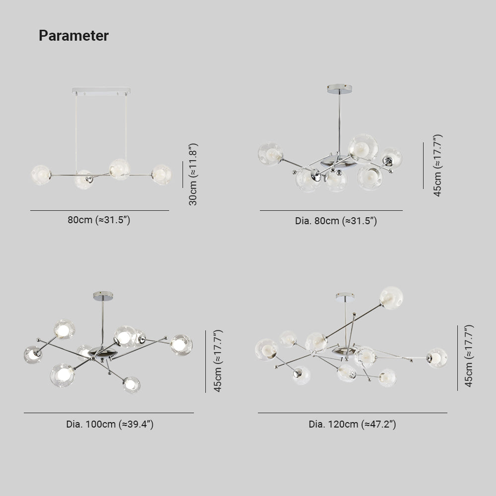 Valentina Nordic Bauhaus Kroonluchters Metaal Glas Woonkamer - afbeelding 4 | Noma Lighting