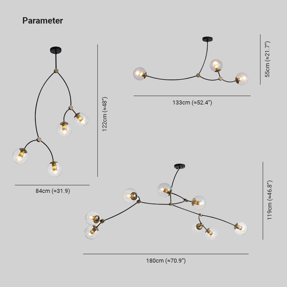Valentina Moderne Tak Bel LED Kroonluchter Zwart Wit Metaal Woonkamer Slaapkamer - afbeelding 4 | Noma Lighting