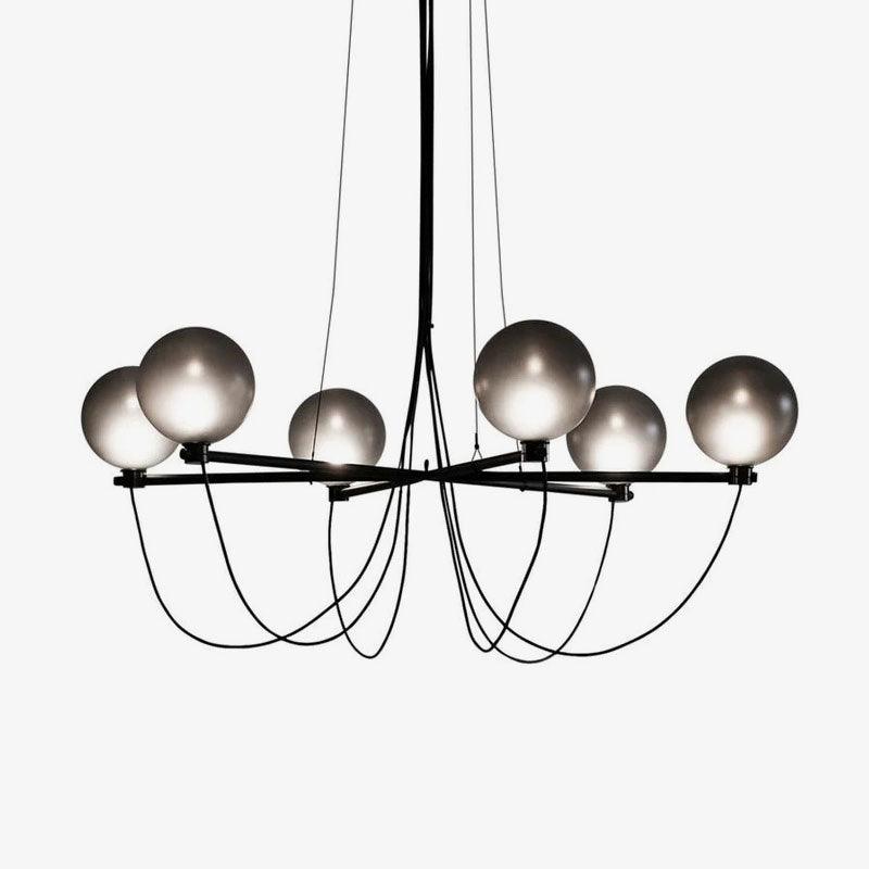 Valentina Scandinavisch Moderne Glazen Bol Kroonluchter Rookgrijs/Blauw Woon/Slaap/Eetkamer - afbeelding 1 | Noma Lighting