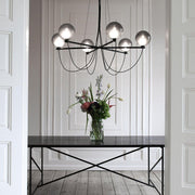Valentina Scandinavisch Moderne Glazen Bol Kroonluchter Rookgrijs/Blauw Woon/Slaap/Eetkamer - afbeelding 2 | Noma Lighting