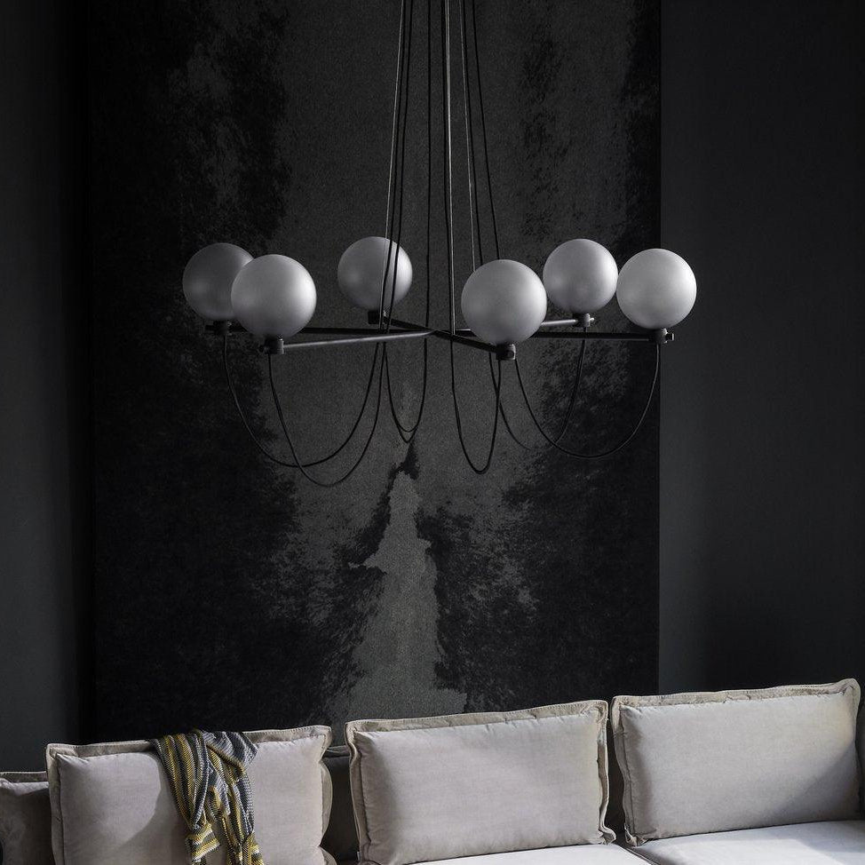 Valentina Scandinavisch Moderne Glazen Bol Kroonluchter Rookgrijs/Blauw Woon/Slaap/Eetkamer - afbeelding 3 | Noma Lighting