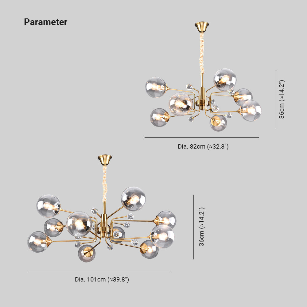 Valentina Scandinavisch Moderne Kroonluchter Helder/Grijs Metaal Woonkamer - afbeelding 4 | Noma Lighting