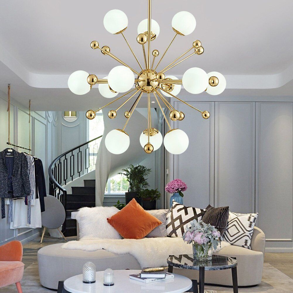 Valentina Scandinavische Vuurwerk LED Kroonluchters Goud Metaal Woonkamer - afbeelding 3 | Noma Lighting