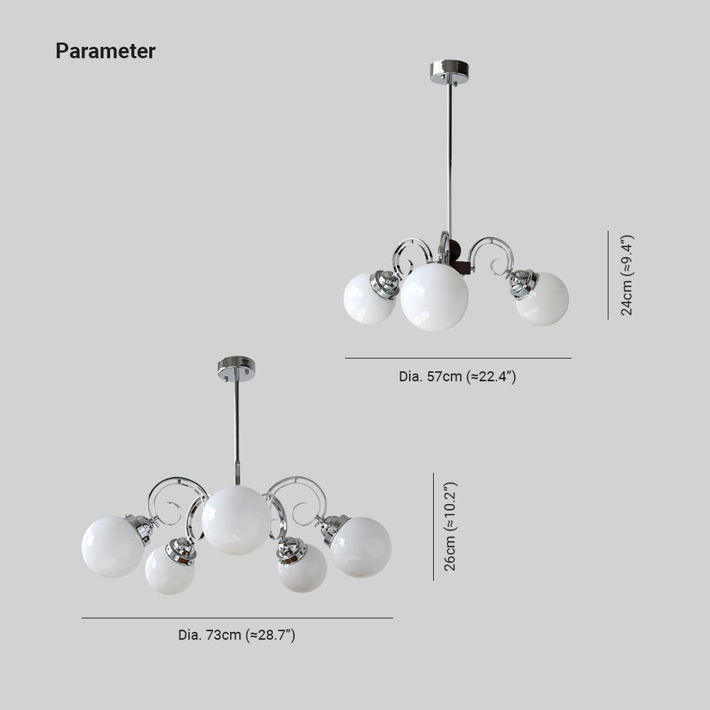 Valentina Vintage Crème Kroonluchter Glas Woonkamer Slaapkamer - afbeelding 4 | Noma Lighting