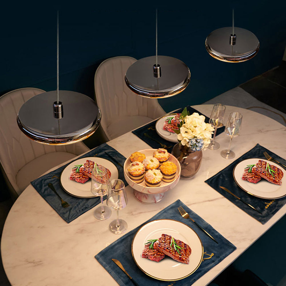 Welsh Minimalistisch Cirkel LED Hanglamp Metaal/Acryl Silver/Goud/Roségoud Slaap/Woon/Eetkamer - afbeelding 6 | Noma Lighting