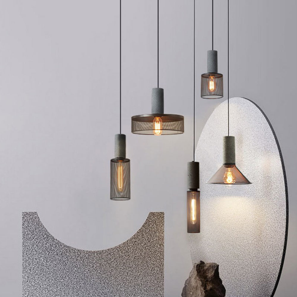 Zaid Industriële Design Cilindervormige Hanglamp Cement/Metaal/Steen Eetkamer/Bar - afbeelding 3 | Noma Lighting