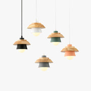 Zaid Moderne Design LED Hanglamp Metaal Hout 6 Kleur Slaapkamer/Woonkamer - afbeelding 1 | Noma Lighting