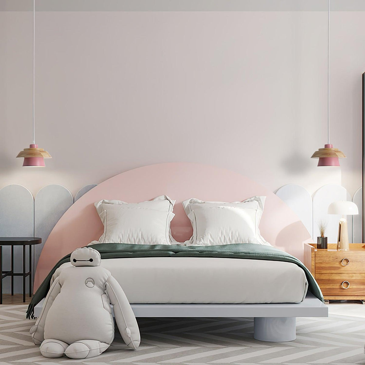 Zaid Moderne Design LED Hanglamp Metaal Hout 6 Kleur Slaapkamer/Woonkamer - afbeelding 3 | Noma Lighting