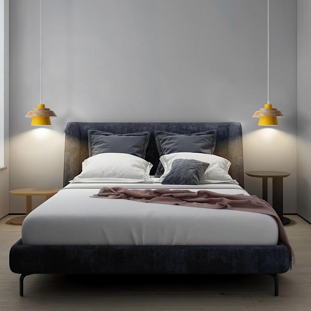 Zaid Moderne Design LED Hanglamp Metaal Hout 6 Kleur Slaapkamer/Woonkamer - afbeelding 6 | Noma Lighting